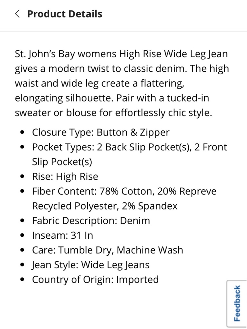St. John's Bay High-Rise Wide-Leg Jeans NWT Size 14 Stretch Tummy Control Fabric - Picture 11 of 12